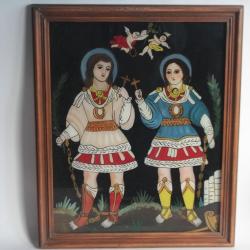 Icône peinture fixée sous verre les naïfs espagnols