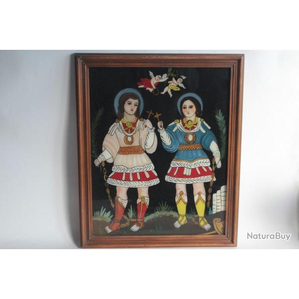 Ic�ne peinture fix�e sous verre les na�fs espagnols