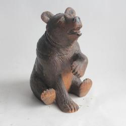 Pot à tabac Ours bois sculpté Forêt Noire Art Populaire
