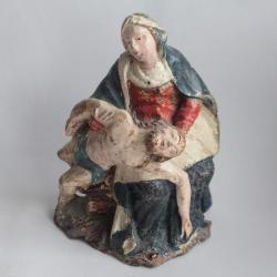 Ancienne Sculpture bois polychrome Pieta Vierge de Piété