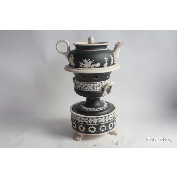 Tisani�re gr�s jasperware Sarreguemines XIXe si�cle