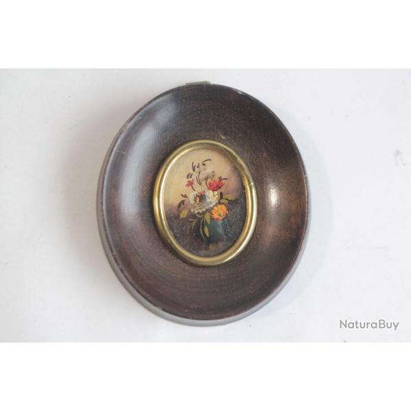 Peinture miniature huile sur cuivre Nature morte Fleurs
