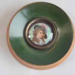 Peinture miniature sur porcelaine Portrait femme