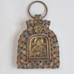 Ancienne Icône Médaille orthodoxe russe bronze Saint Nicolas