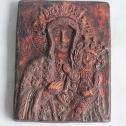 Icône Vierge à l'enfant terre cuite