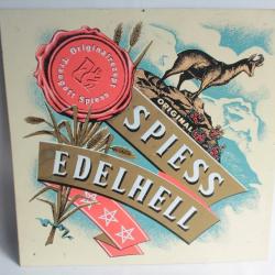 Ancienne plaque publicitaire tôle Bière Spiess Edelhell Suisse