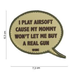 Patch 3D PVC I play Airsoft (101 Inc) D&eacute;sert