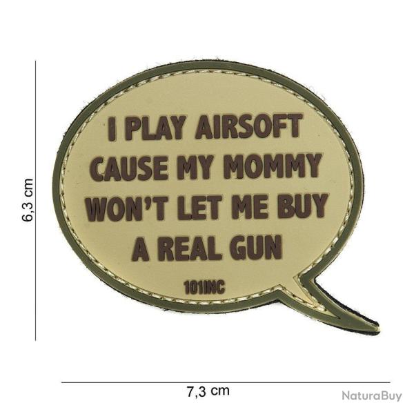 Patch 3D PVC I play Airsoft (101 Inc) Dsert