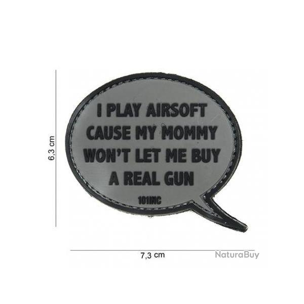 Patch 3D PVC I play Airsoft (101 Inc) Gris