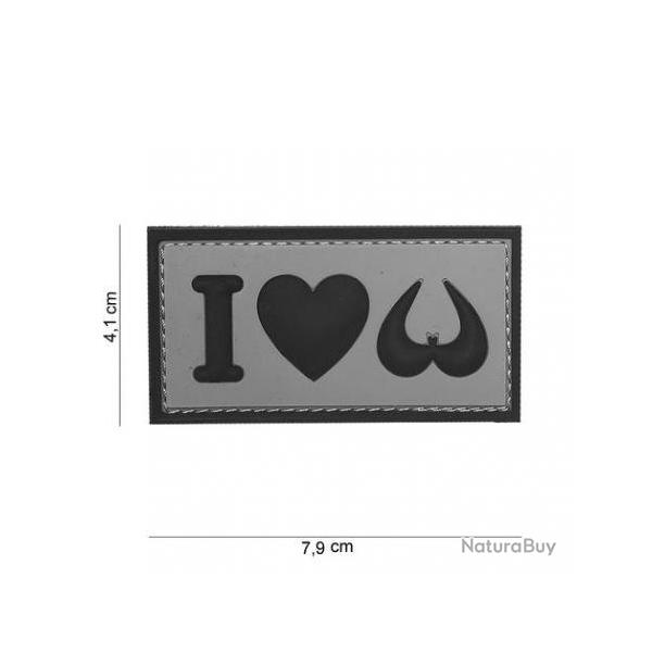 Patch 3D PVC I love Boobies (101 Inc) Wolf Grey