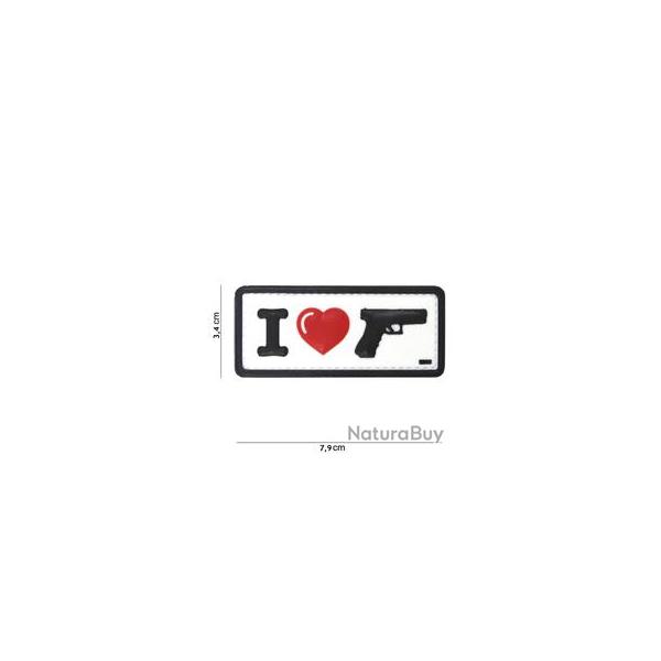 Patch 3D PVC I love my Gun (101 Inc) Blanc