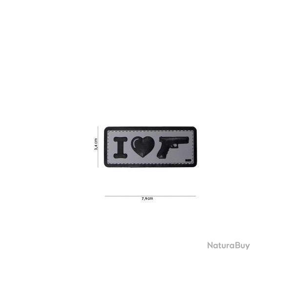 Patch 3D PVC I love my Gun (101 Inc) Wolf Grey