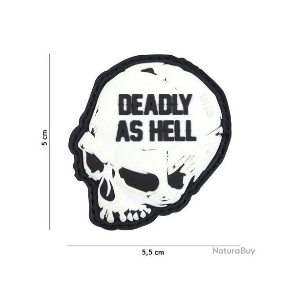 Patch 3D PVC Deadly as Hell (101 Inc) Blanc