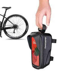 Sacoche Cadre V&eacute;lo &Eacute;tanche avec Support T&eacute;l&eacute;phone 6,8" &Eacute;cran Tactile Coque Rigide et Pare-soleil
