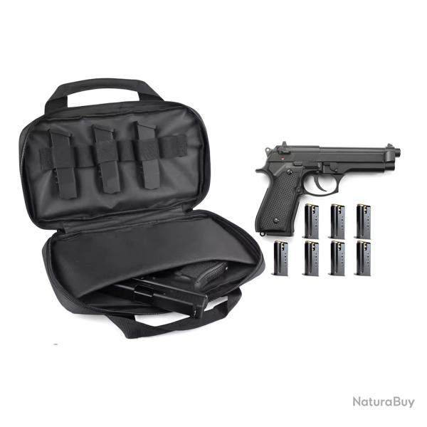 Sac de transport pour 2 armes de poing + 7 chargeurs - noir - LIVRAISON GRATUITE