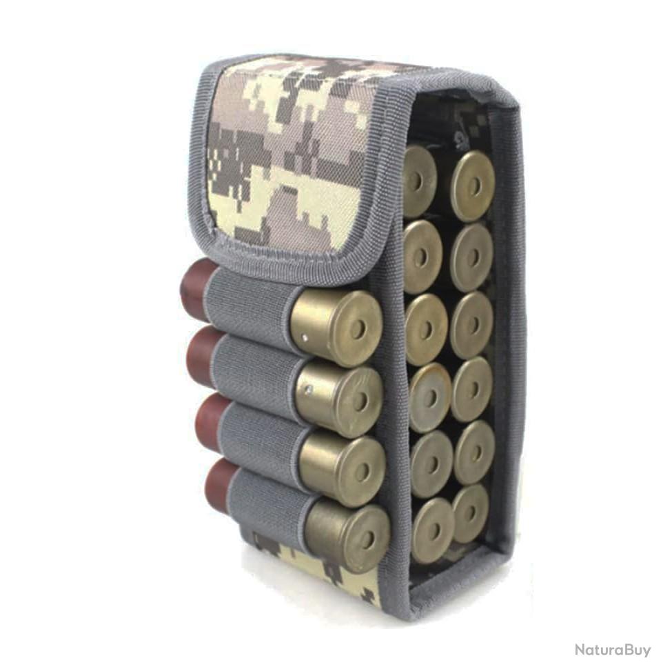 Pochette Tactique Kaki Pour 16 Munitions Cal.12 Ou Cartouches CO2
