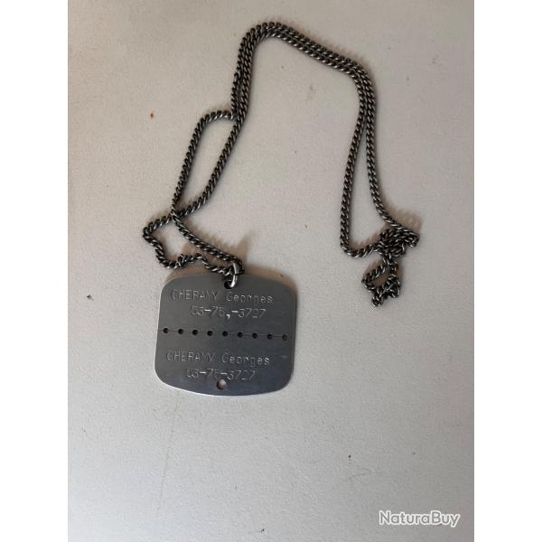 Plaque d'identit� militaire d'un soldat en Indochine, Alg�rie.1953.