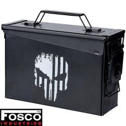 Bo&icirc;te munitions airsoft &eacute;tanche Punish Skull acier cal. 30mm