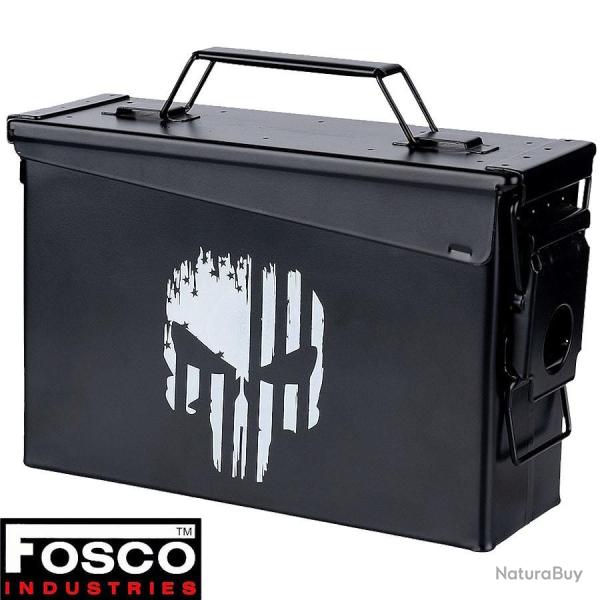 Bo�te munitions airsoft �tanche Punish Skull acier cal. 30mm