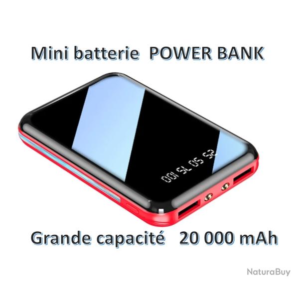 20000 mAh Mini batterie externe chargeur Portable Ecran miroir LED Powerbank num�rique