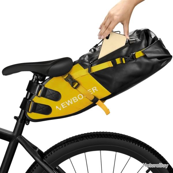 Sacoche de Selle Vlo tanche 13L Grande Capacit Fixation Facile VTT Route Cyclotourisme Jaune