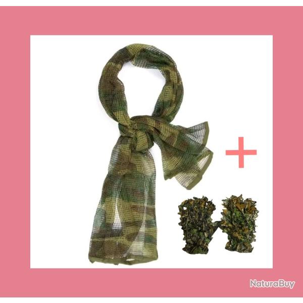 Lot �charpe filet Camouflage + gants 3D