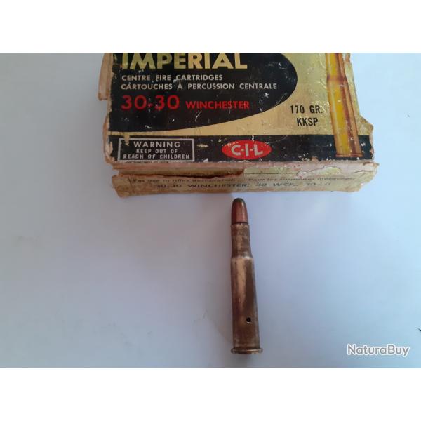 1  ancienne cartouche 30/30 IMPERIAL NEUTRALISEE