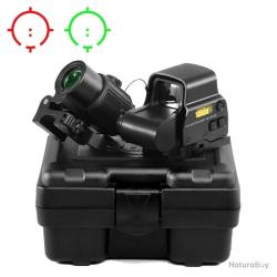 Viseur Holographique 558 Loupe G43 3X Rail Picatinny 20 mm Point Rouge Vert QD Airsoft Chasse Noir