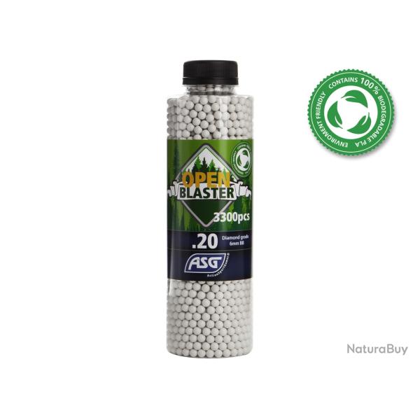 Bille biodgradable Open blaster 0.20g en pot de 3300 billes | ASG (0000 3792) - Airsoft