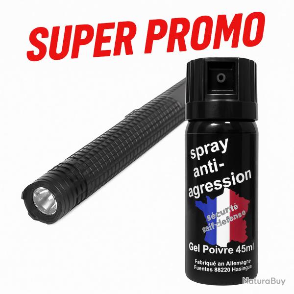 Pack Autod�fense Ultra-Puissant : Shocker 10 Millions Volts + Spray Gel Poivre (VFD25)