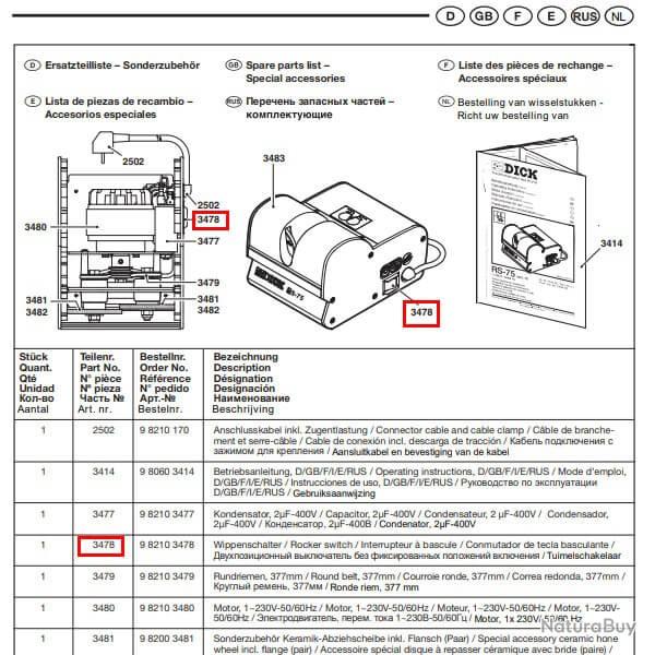 9 8210 3478 Interrupteur � bascule Dick RS-75/ RS-150