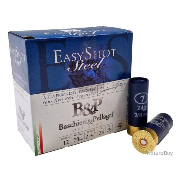 Boite de 25 Cartouches B&P Easy Shot steel (acier) 28G Cal 12/70 Pb 7.5