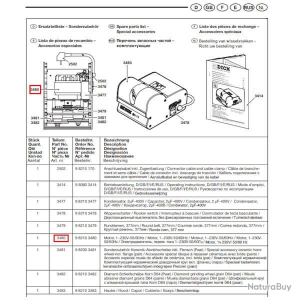 9 8210 3480 Moteur Dick RS-75/ RS-150