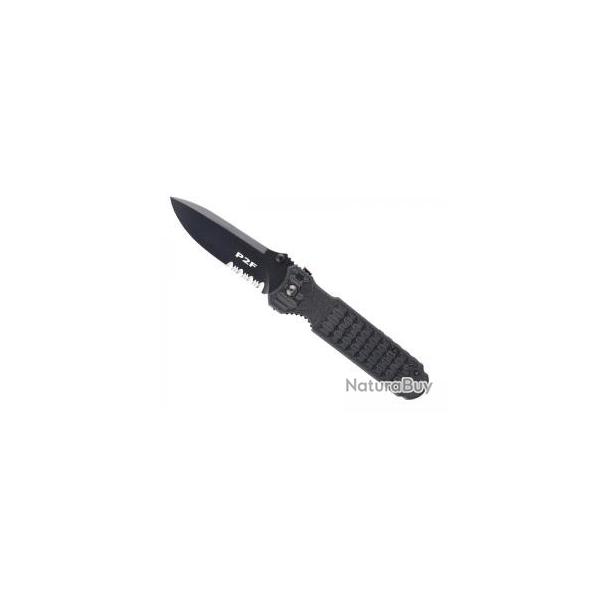 Couteau Fox PREDATOR II-2F lame noire semi-dent�e acier N690Co