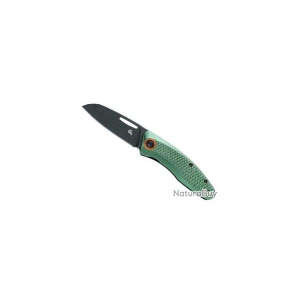 Couteau BlackFox FERESA VERT lame pied de mouton � trou acier D2 finition � blackwash �