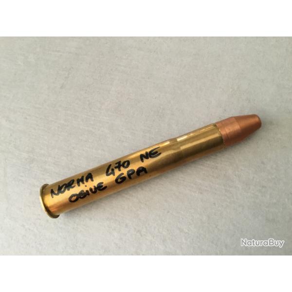 Superbe cartouche de collection NORMA 470 NITRO EXPRESS OGIVE GPA