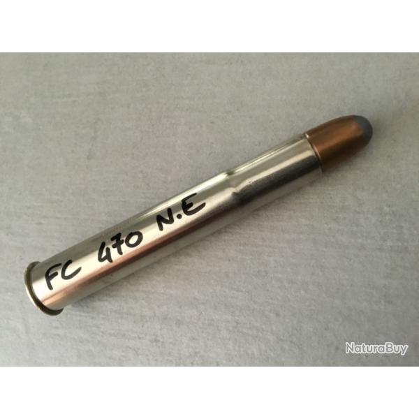 Superbe cartouche de collection FC 470  NITRO EXPRESS ETUI NICKEL 1/2 BLINDE