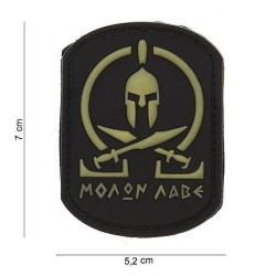 Patch 3D PVC Molon Labe Spartan Blanc & Noir (101 Inc) Noir