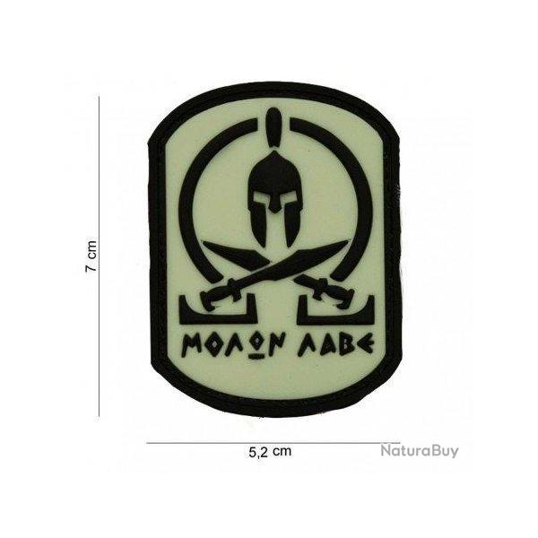 Patch 3D PVC Molon Labe Spartan Blanc & Noir (101 Inc) Blanc