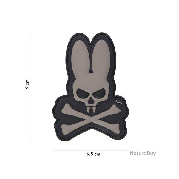 Patch 3D PVC Skull Bunny (101 Inc) Gris
