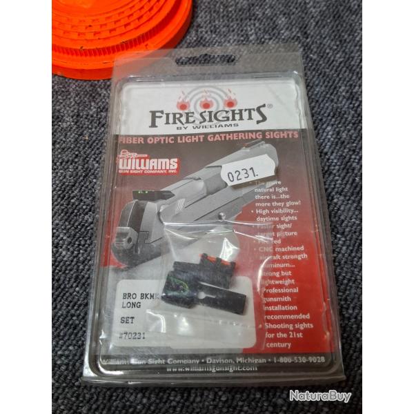 Hausse Guidon Fibre Optique- FIRE SIGHTS by Williams (BRO BKMK LONG #70231)