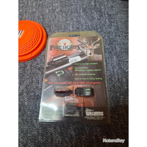 Hausse Guidon Fibre Optique- FIRE SIGHTS by Williams (Universel sur bande ventile)