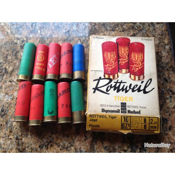 Cartouches de chasse anciennes pour collection en cal16.