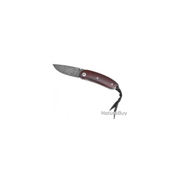 Couteau Lionsteel MINI lame acier damas inox � cran int�rieur +manche bois santos +coffret en bois