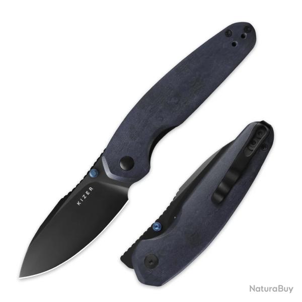 Couteau Kizer Meteora Lame Acier Nitro-V Black  Manche Richlite Blue Canyon Liner Lock KIV3730A3