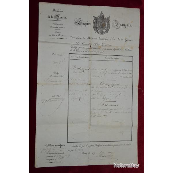 CAVALERIE 1� EMPIRE (NAPOLEON)-22� CHASSEURS -3� LANCIERS-ETAT SERVICE & BLESSURE-SECOND EMPIRE