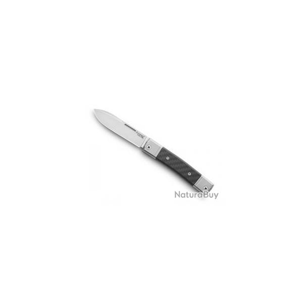 Couteau Lionsteel BESTMAN lame drop-point acier M390 Bohler satin� +manche fibre de carbone