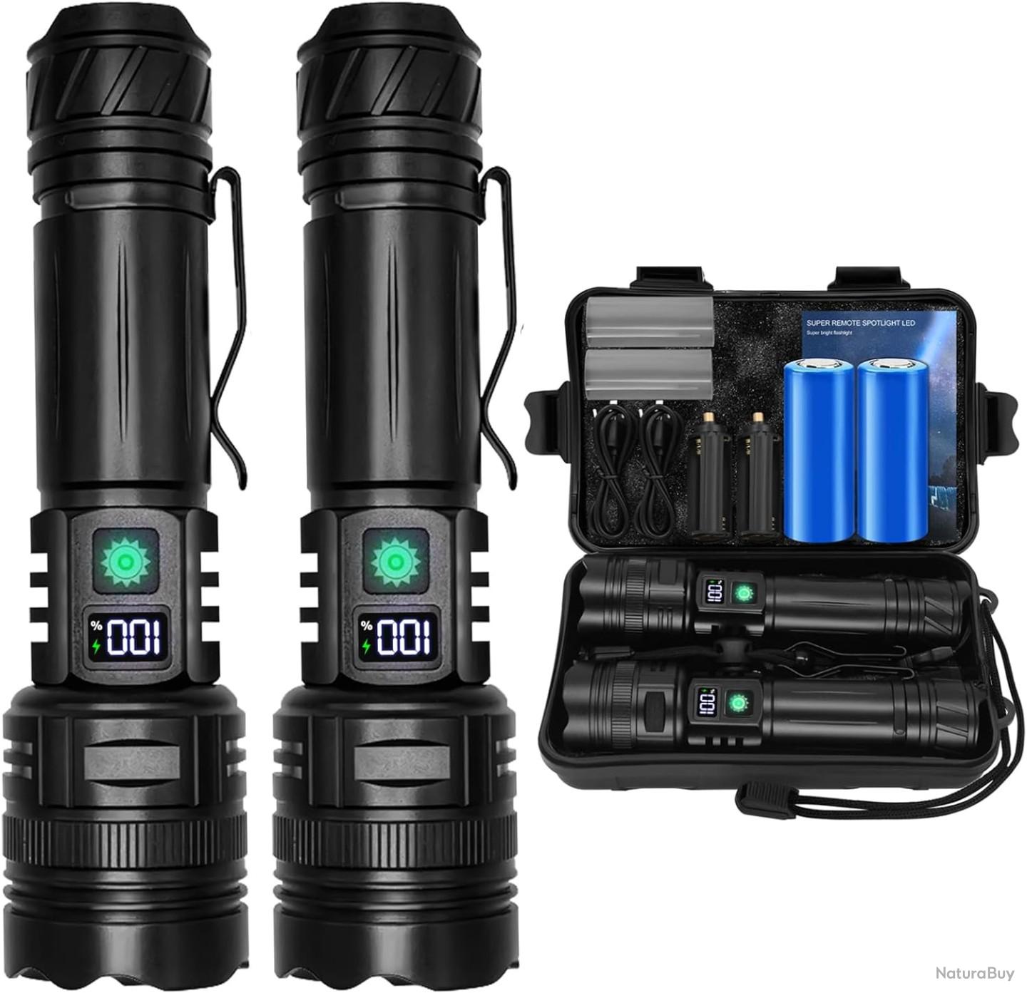 iodoo Lampe Torche LED 12000LM Puissante Zoomable IP65 5000mah rechargeable LED