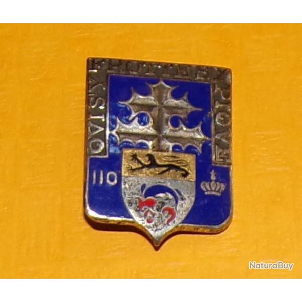 110� R�giment d'Infanterie, �mail, dos guilloch�, 1 bol�ro sans marque , �cu fond bleu aux armes de