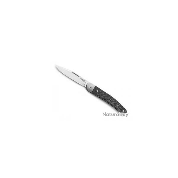 Couteau Lionsteel JACK lame Clip Point acier M390 Bohler satin� � cran +manche fibre de carbone